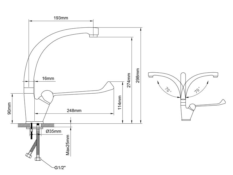 Single Lever Kitchen Faucet Size 20108
