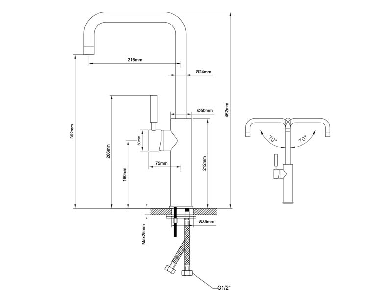 Single Lever Kitchen Faucet Size 20110