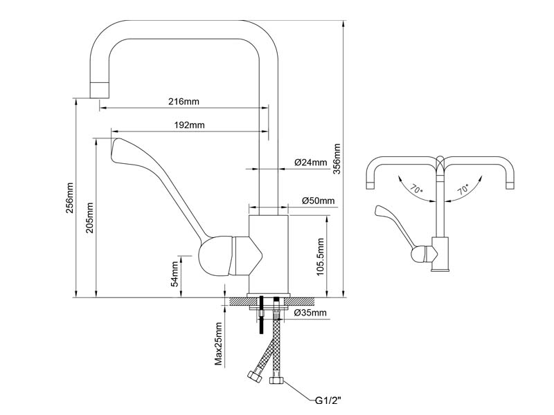 Single Lever Kitchen Faucet Size 20111