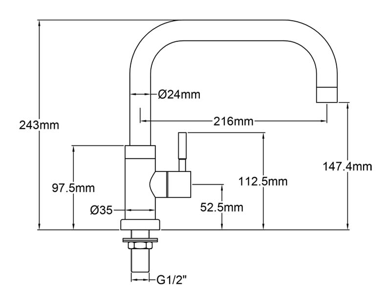 Single Lever Kitchen Faucet Size 20161A