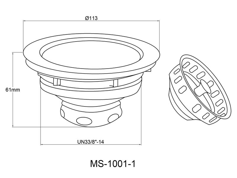 Sink Strainer Basket Size MS-1001-1