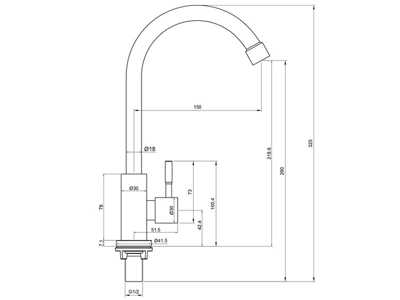 Stainless Steel Sink Faucet Size 20164S-PB