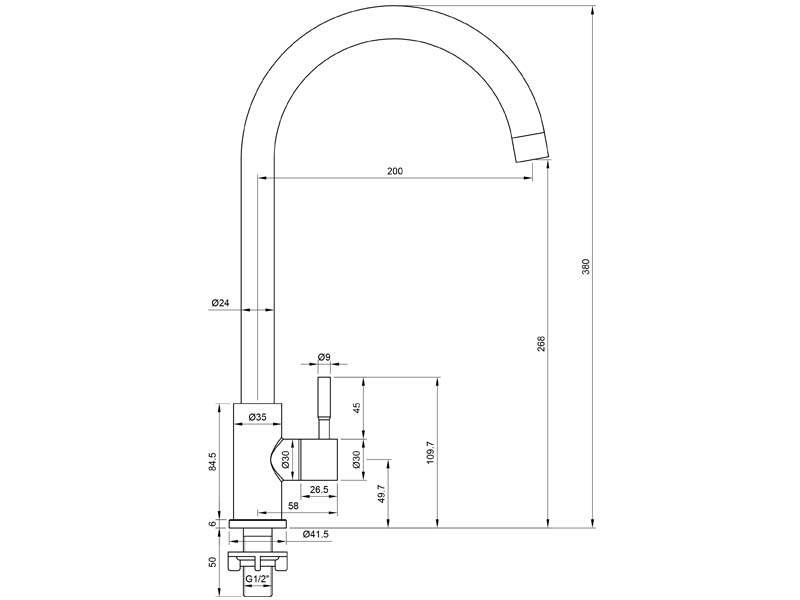 Stainless Steel Sink Faucet Size 20164S-PH380