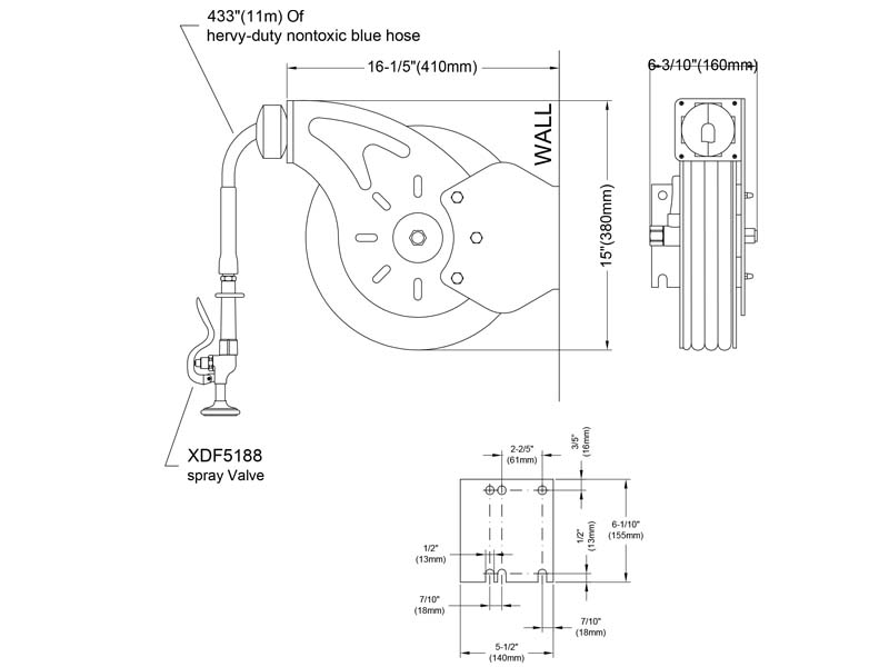 Wall Mount Hose Reel Size XDF5188S-S