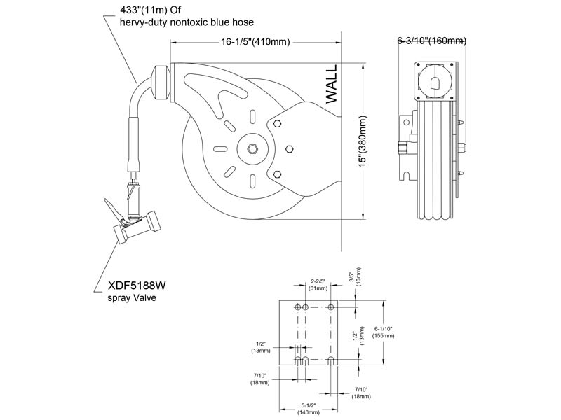 Wall Mount Hose Reel Size XDF5188W