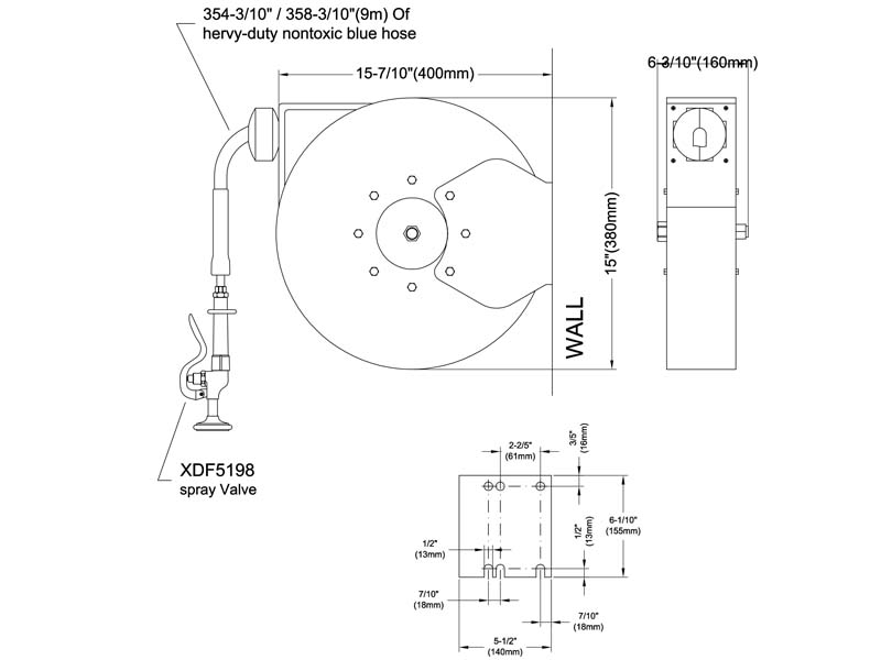 Wall Mount Hose Reel Size XDF5198S-S