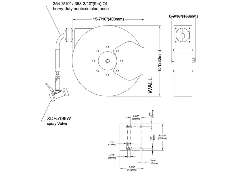 Wall Mount Hose Reel Size XDF5198W