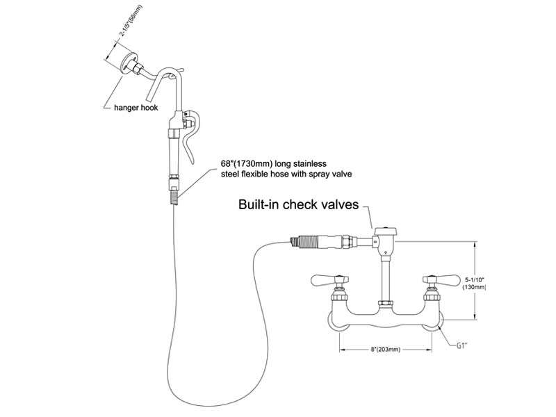 Wall Mount Pot Filler Faucet Size 9814-M800-VB