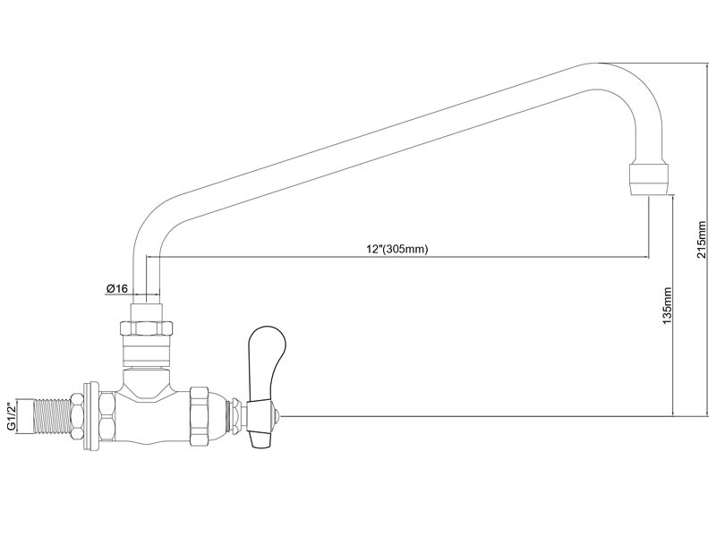 Wall Mount Sink Faucet Size 9823-12