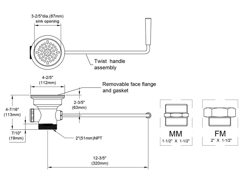 Waste Drain Size WV-3170P