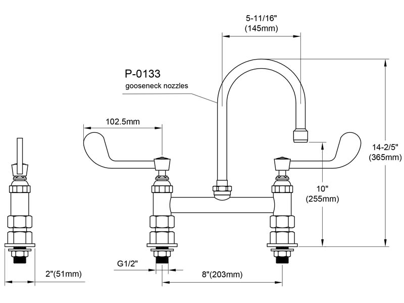 Wrist Blade Faucet Size 9803-P3