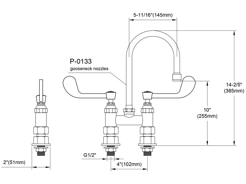 Wrist Blade Faucet Size 9805-P3